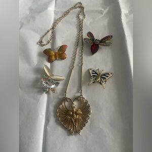 Jewelry Lot Butterfly Brooch Necklace Wearable Pretty